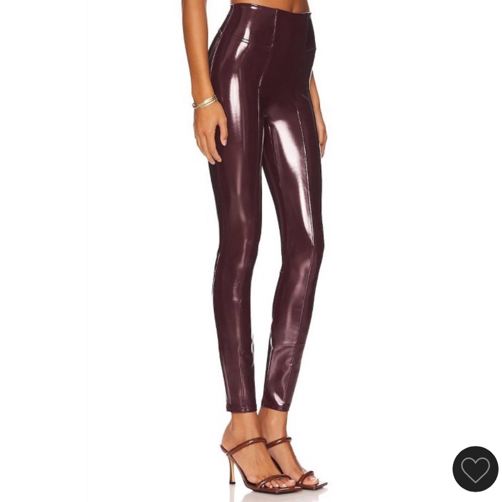 NWT Spanx Burgundy Faux Patent Leather Leggings - Size L